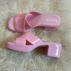 Bubblegum pink Jeffrey Campbell platform slides size 8